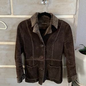 Vintage Guess Leather Suede Coat w/ Faux Fur Lining. Sz. S